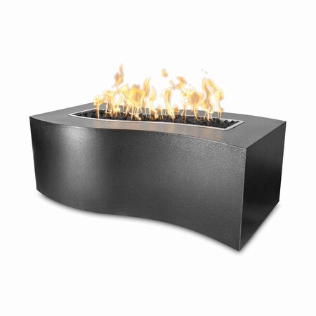 The Outdoor Plus 72 Rectangular Billow Fire Pit, Powder Coated Metal, Spark Ignition w/Flame Sense, Liq. Propane OPT-BLWPC72FSEN-SLV-LP